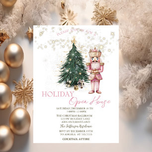 Pine Tree,Presents,Stars Nutcracker Open House  Invitation