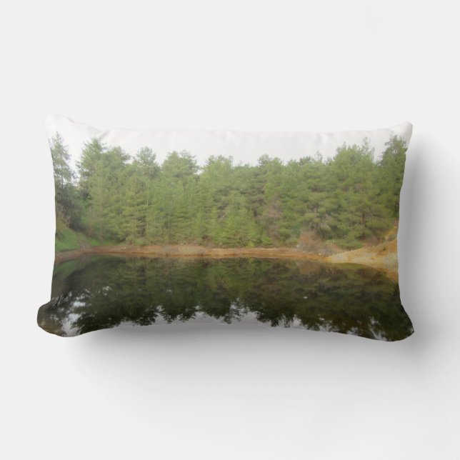 Pine Tree Reflection Lake Lumbar Cushion (Front)