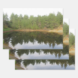 Pine Tree Reflection Lake Wrapping Paper Sheet