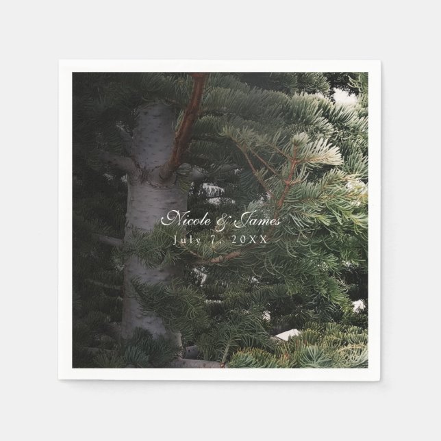 Pine Tree Rustic Forest Woods Wedding Reception Napkin (Front)