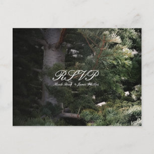 Pine Tree Rustic Forest Woods Wedding RSVP Invitation Postcard
