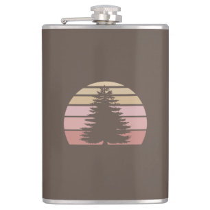 Pine Tree Silhouette Hip Flask