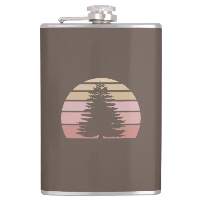 Pine Tree Silhouette Hip Flask (Front)