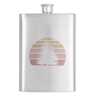 Pine Tree Silhouette Hip Flask