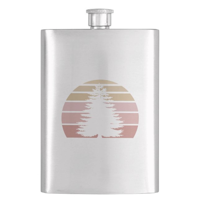 Pine Tree Silhouette Hip Flask (Front)