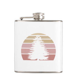 Pine Tree Silhouette Hip Flask
