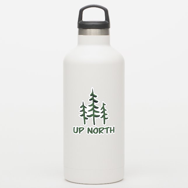 Pine tree silhouette- up north - outdoor adventure (Waterbottle)