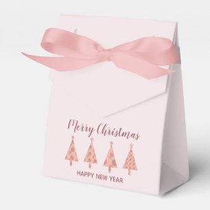 Pine Tree Simple Modern Girly Pink Merry Christmas Favour Box