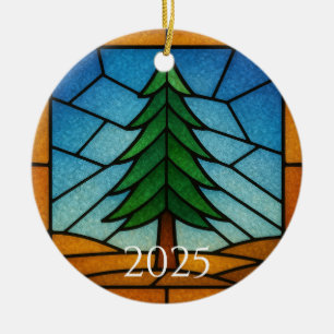 Pine Tree Stained Glass Art Design   Pine Tree Ceramic Tree Decoration