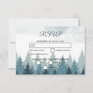 Pine Tree Watercolor Forest Rustic Wedding    RSVP Card