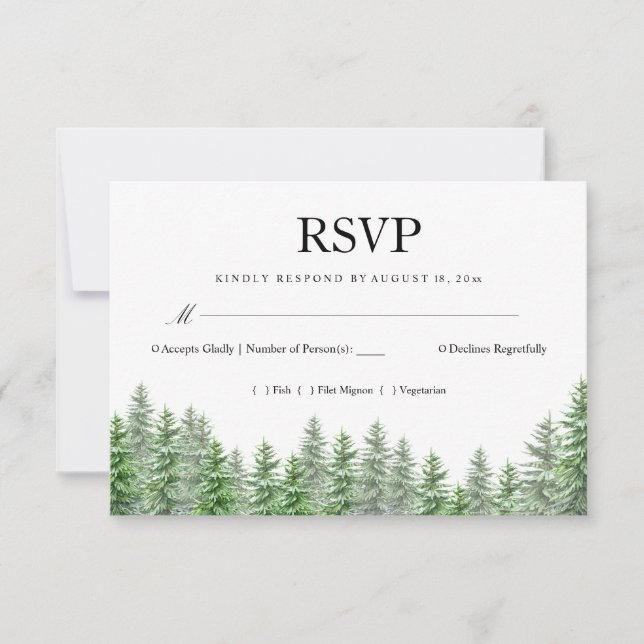 Pine Tree Wedding RSVP Card (Front)