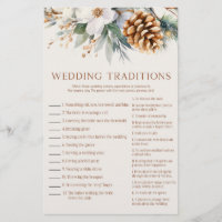 Pine Tree Wedding Traditions Bridal Shower Game 