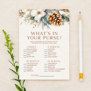 Pine Tree What's In Purse Bridal Shower Game Stationery