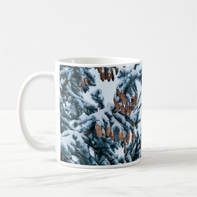 Pine Tree with Cones and Snow Mug (Left)