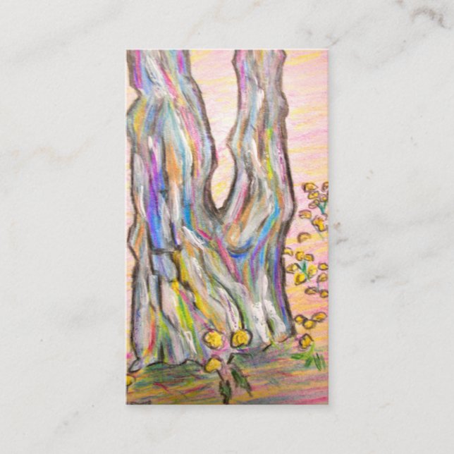 Pine Tree with Dandelions Business Card (Front)