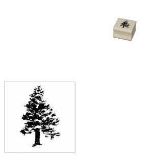 Pine Tree with Snow Christmas Holiday Rubber Stamp