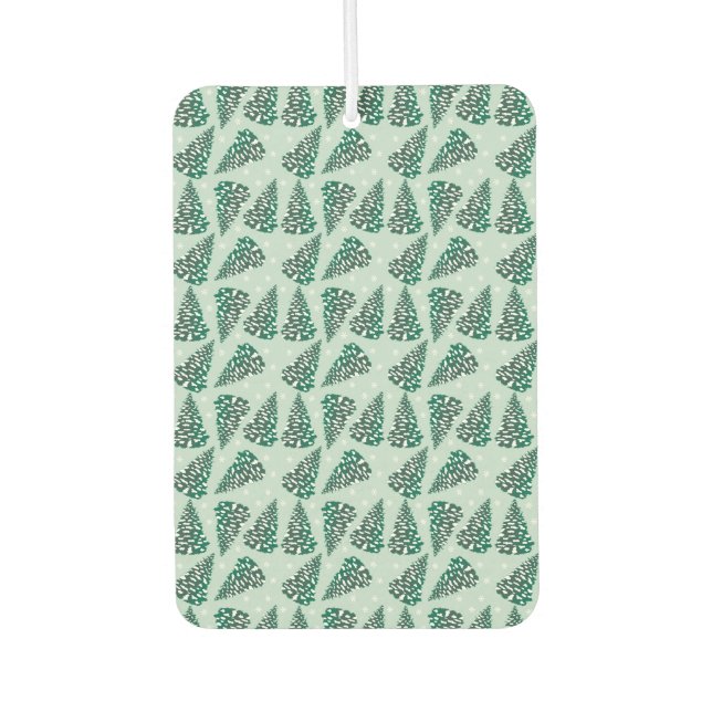 Pine Tree With Snowflakes Pattern Green White Car Air Freshener (Front)