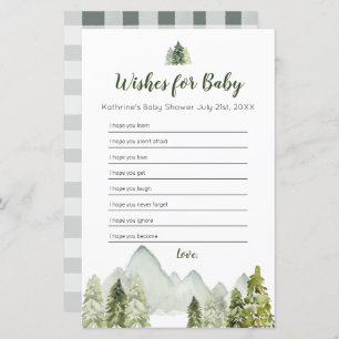 Pine Trees Adventure Baby Shower Wishes for Baby