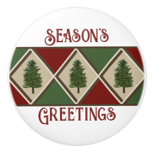 Pine Trees and Harlequin Ceramic Knob