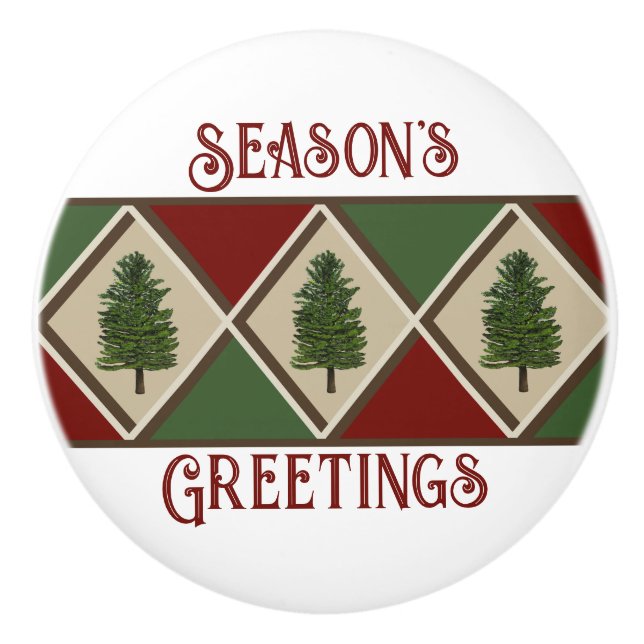 Pine Trees and Harlequin Ceramic Knob (Front)