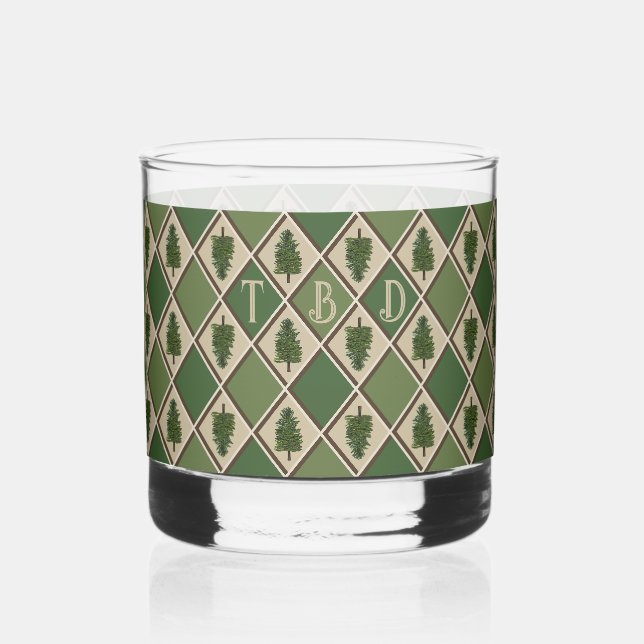 Pine Trees and Harlequin Drinking Glass (Front)