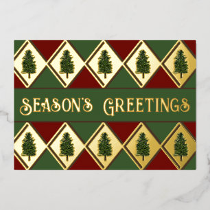 Pine Trees and Harlequin Foil Holiday Card