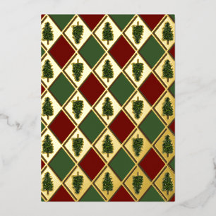 Pine Trees and Harlequin Foil Holiday Card