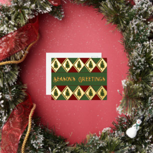 Pine Trees and Harlequin Foil Holiday Post Card