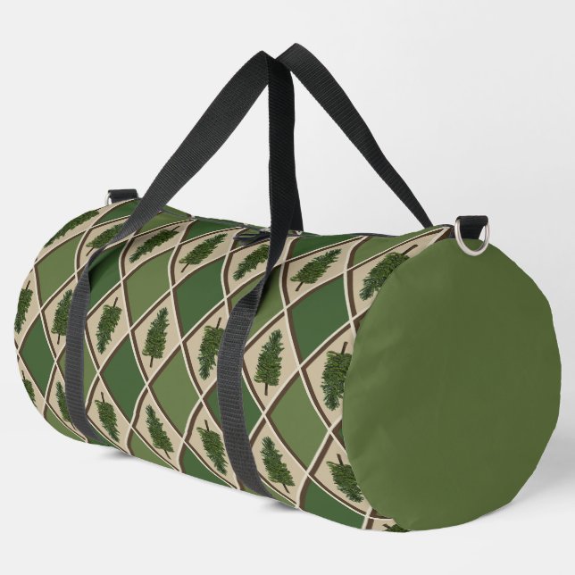 Pine Trees and Harlequin Large Duffel Bag (Left Corner)