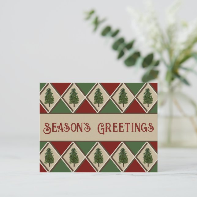 Pine Trees and Harlequin Postcard (Standing Front)
