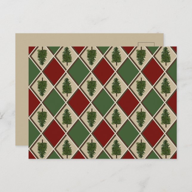 Pine Trees and Harlequin Postcard (Front/Back)