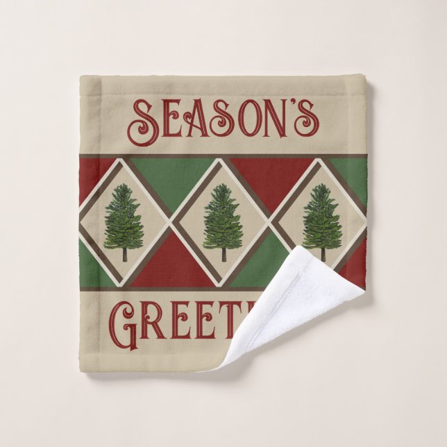 Pine Trees and Harlequin Wash Cloth (Wash Cloth)