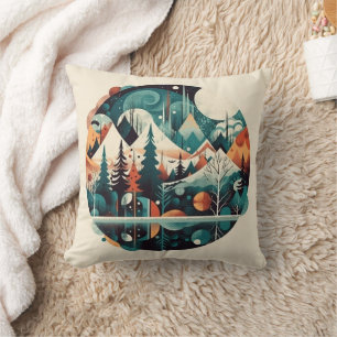 Pine trees and mountains, customisable cushion