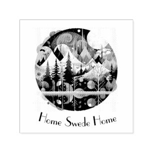 Pine Trees and Mountains, customisable Self-inking Stamp