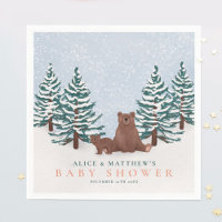 Pine Trees Baby Bear Winter Baby Shower