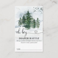 Pine Trees Baby Shower Diaper Raffle Card