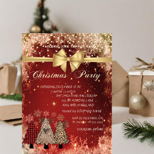 Pine Trees,Bow Red Company Christmas Party Invitation