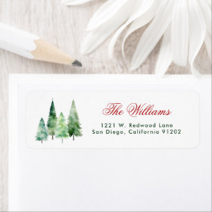 Pine Trees Christmas Holiday Return Address Label