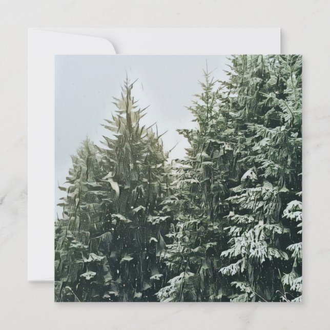 Pine Trees Christmas Monogram felt ecru Card (Front)