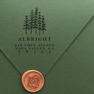 Pine Trees & Family Name Formal Return Address  Self-inking Stamp