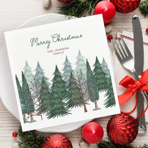 Pine Trees Forest   Christmas Holiday Napkin
