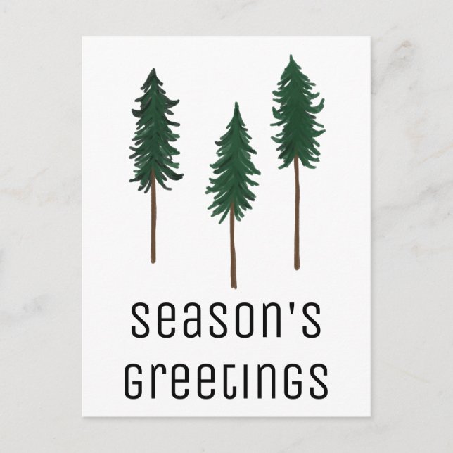 Pine Trees Forest Minimalist CUSTOM Holiday Postcard (Front)