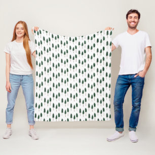 Pine Trees Forest Pattern Minimal Fleece Blanket