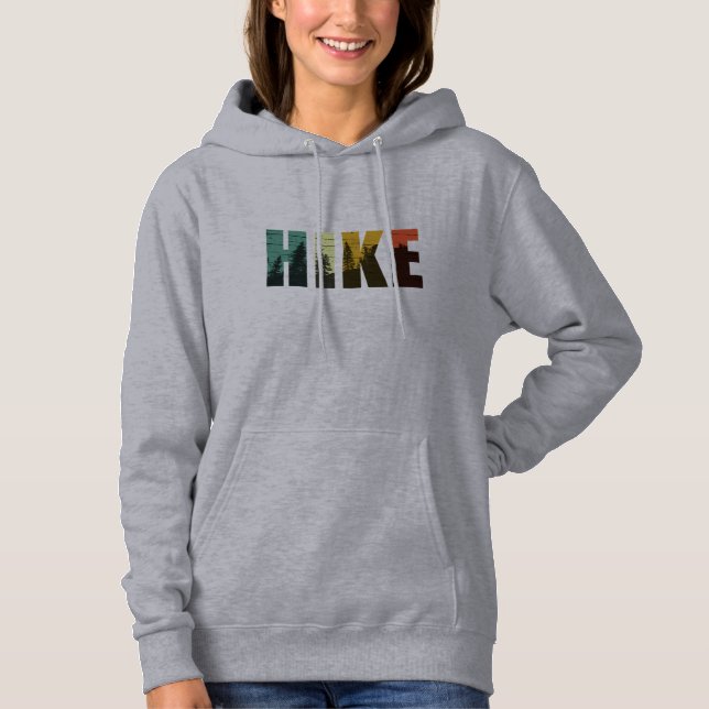 Pine trees into the woods hike vintage hoodie (Front)