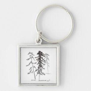 Pine trees key ring