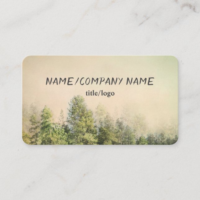 pine trees mountain landscape vintage style business card (Front)