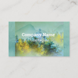 pine trees mountain watercolor nature art teal business card