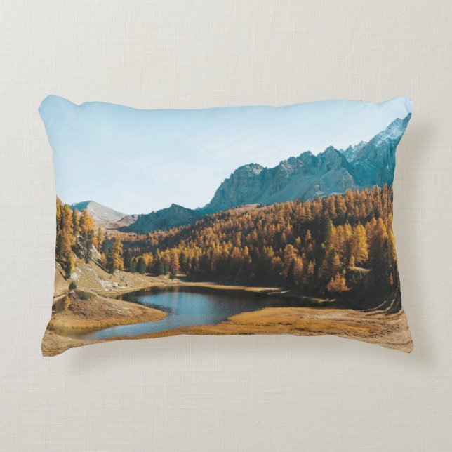 PINE TREES NEAR LAKE DECORATIVE CUSHION (Front)