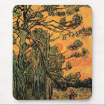 Pine Trees Red Sky Setting Sun by Vincent van Gogh Mouse Pad<br><div class="desc">Pine Trees against a Red Sky with Setting Sun by Vincent van Gogh is a vintage fine art post impressionism landscape nature painting. A pine tree forest with a glowing red and orange sky at sunset. The sun is glowing through the evergreen tree branches, pine cones and needles in the...</div>