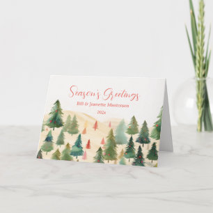 Pine Trees Rustic Woodlands Christmas Card